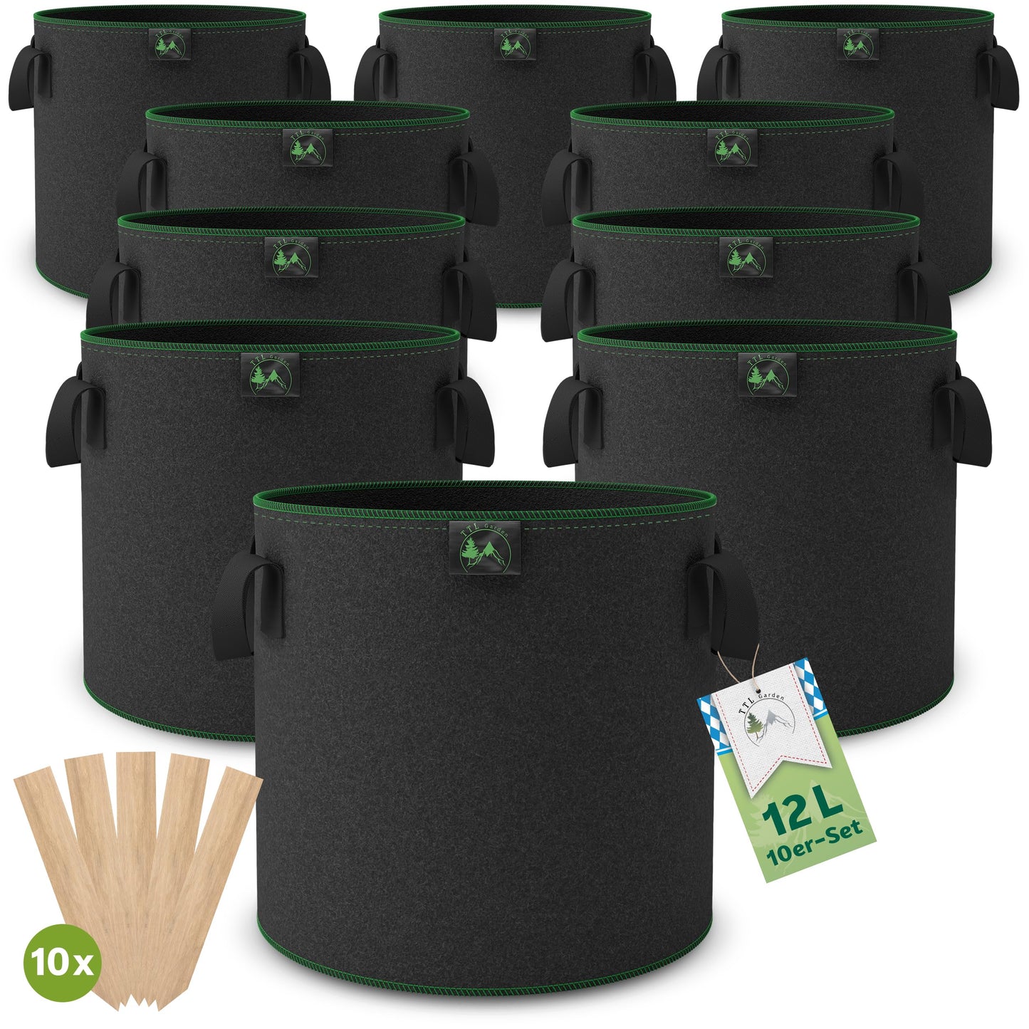 10er-Set Pflanzsack für Garten & Balkon, 12 Liter Allrounder 10