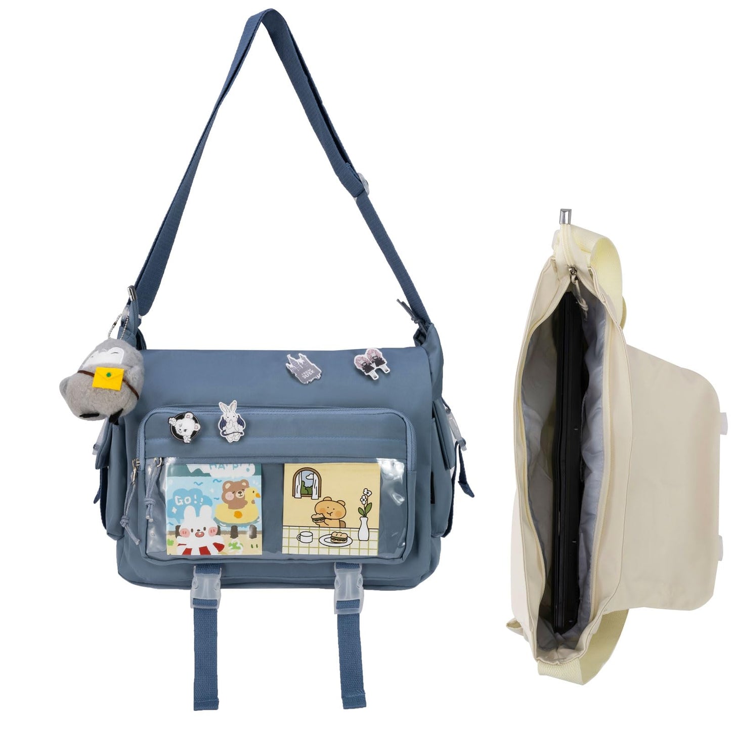 Umhängetasche mit Accessoires, Für Laptop-blau