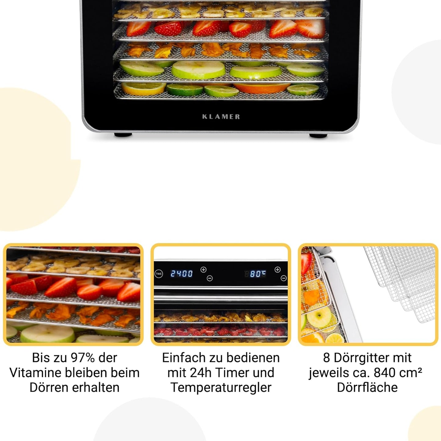 Premium Dörrautomat XL mit Edelstahl-Einlegefächern, Premium XL Dörrautomat