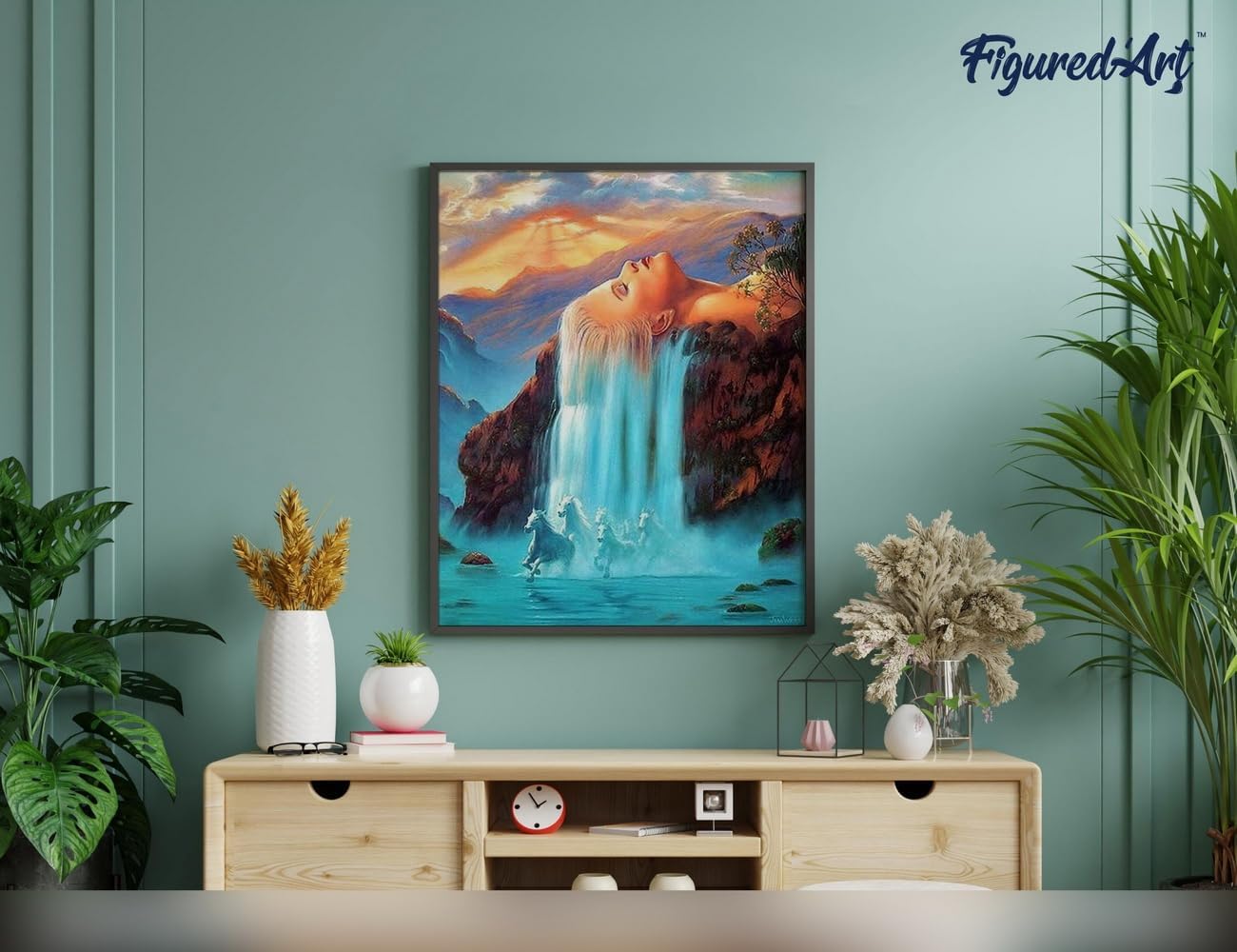 Malen nach Zahlen Set mit Rahmen (40x50cm), Wasserfall Kopfhaar 40x50cm Mit Keilrahmen (nicht gespannt)