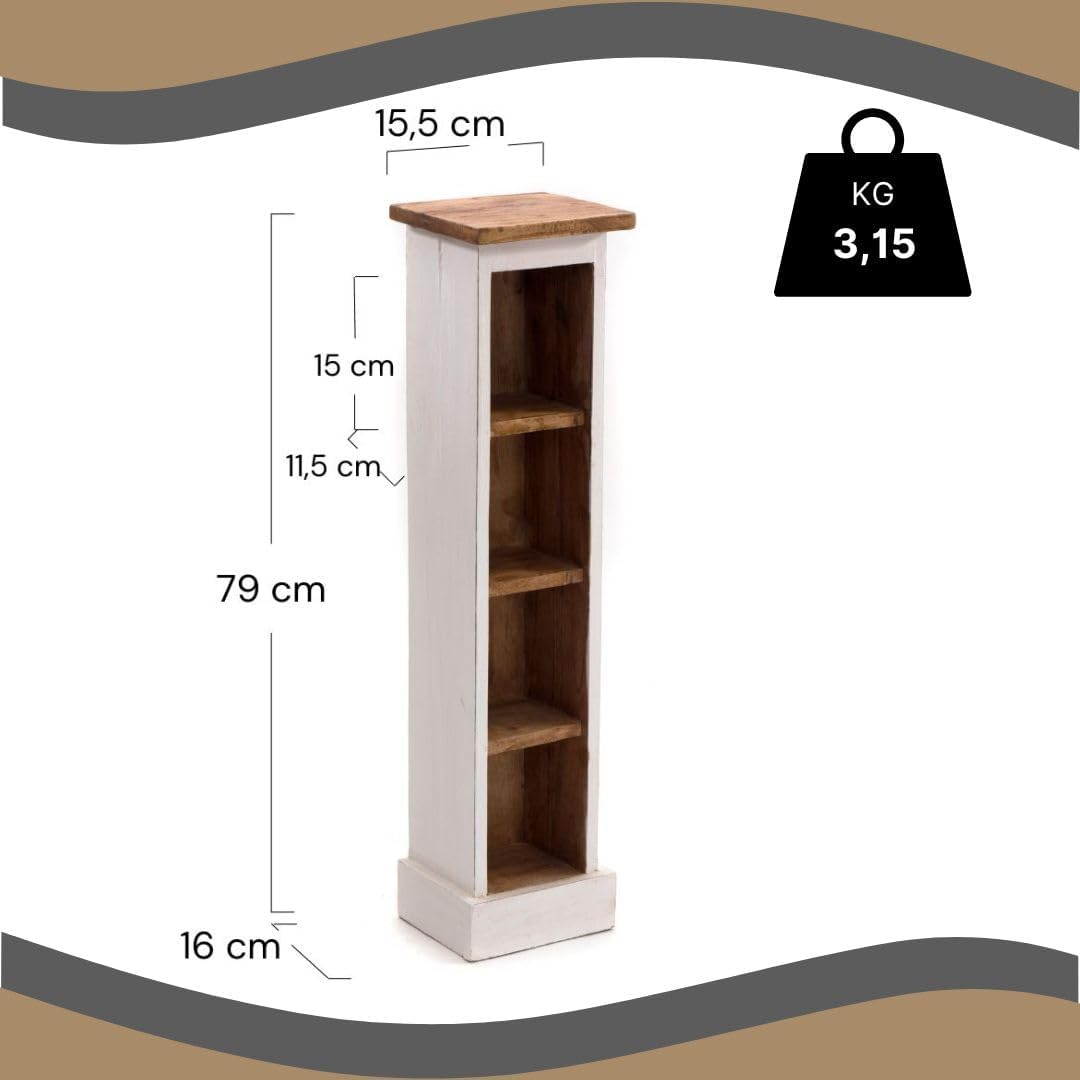 Rustikales Holz-CD-Regal mit 4 Fächern, 06 Weiß-landhaus