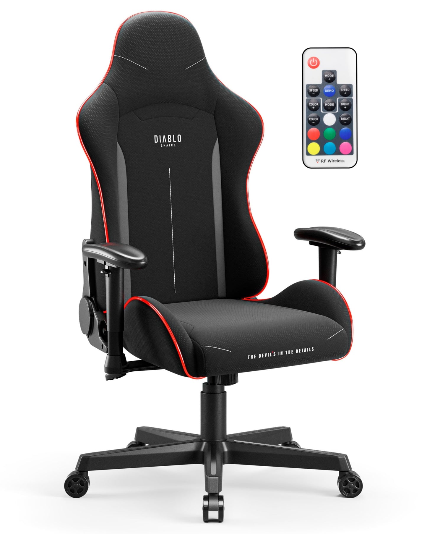 Gamer Stuhl X-Starter mit Kippmechanismus, Schwarz (Led) 132 cm x 68 cm x 49.5 cm