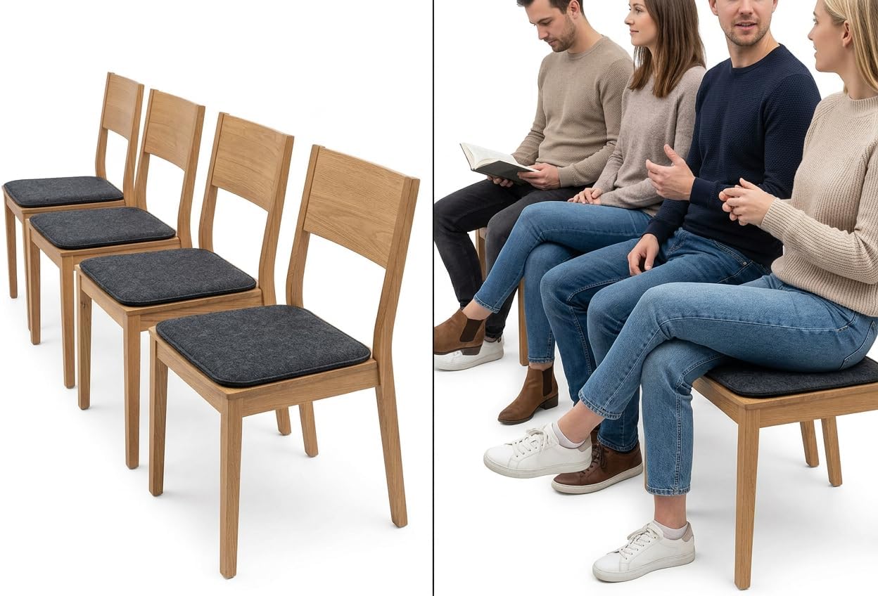4er Sitzkissen-Set, Anthrazit