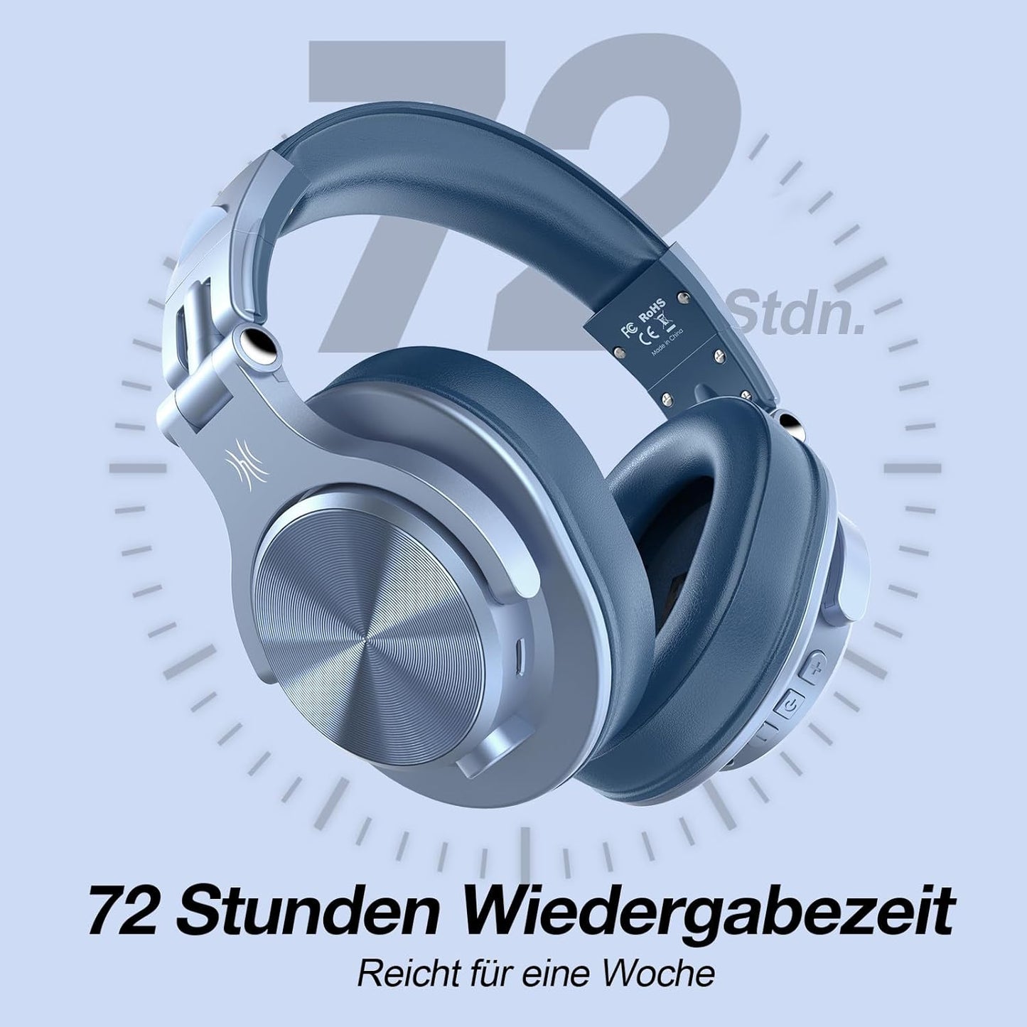 Bluetooth Over-Ear Kopfhörer mit HiFi Stereo, Himmelblau