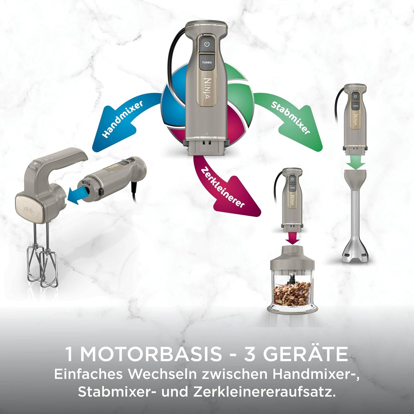 3-in-1 Stabmixer & Zerkleinerer