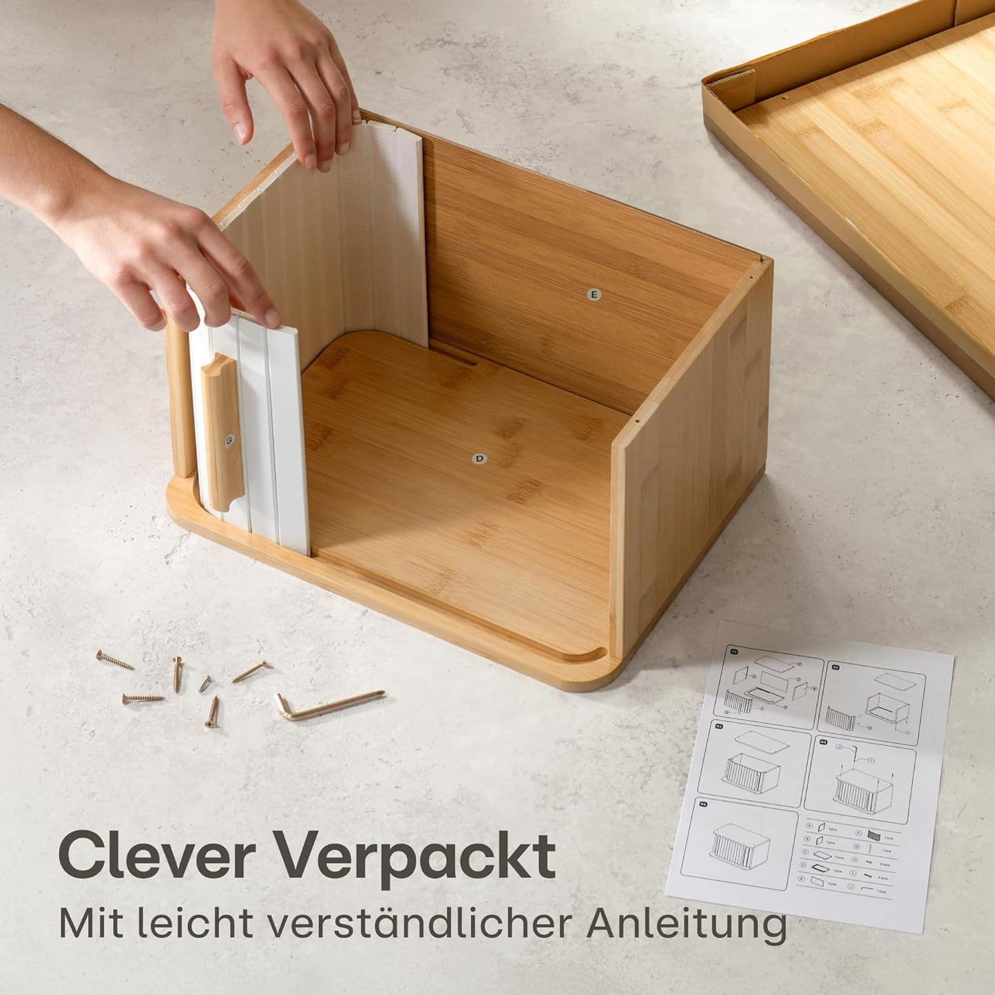 Kompakte Brotbox aus FSC Holz mit Schiebetür, Weiss