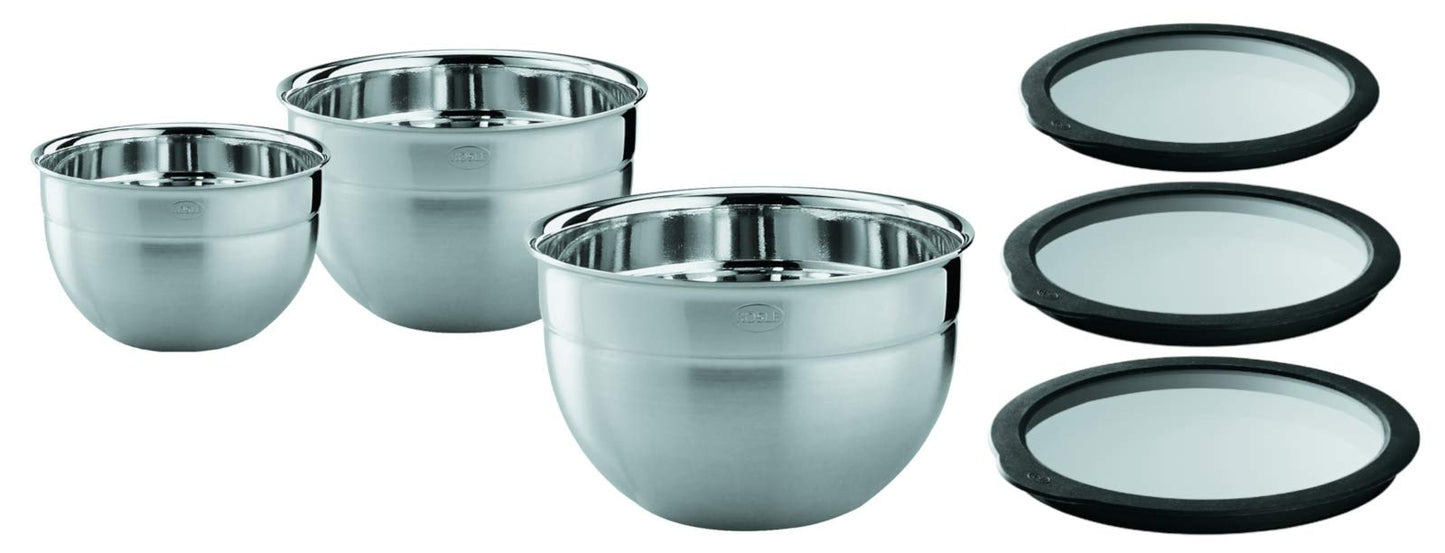Schüssel-Set mit Frischhaltedeckel (3-tlg, Edelstahl), Schüssel-Set 3-tlg Black Edition