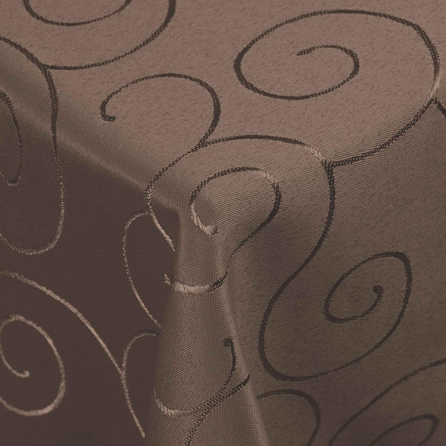 Tafeldecke mit Ornament-Stickerei, 130 x 340 cm (Eckig) Dunkelbraun