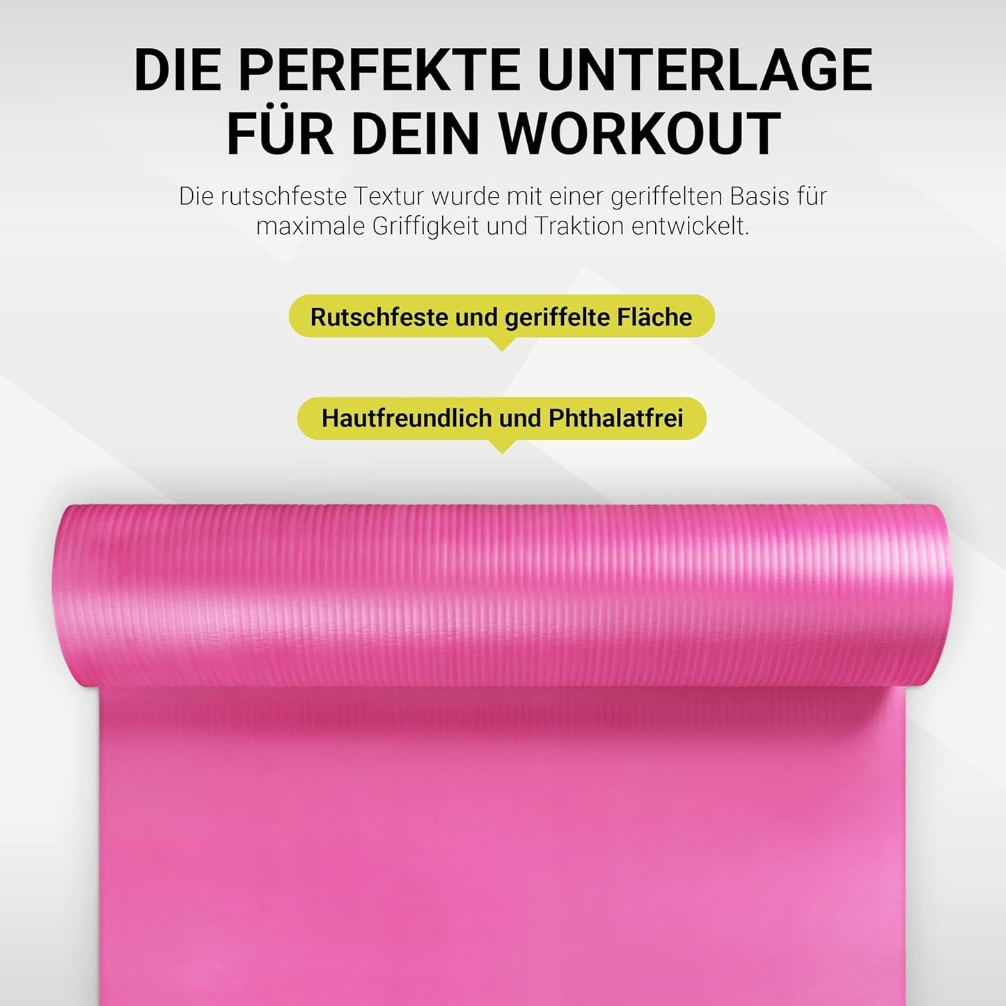 Gymnastik- und Yogamatte, Pastellpink 183 x 61 x 1 cm