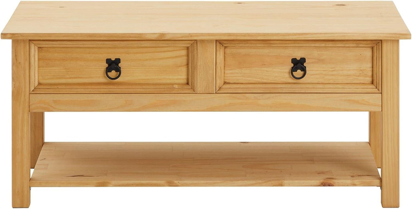 Couchtisch Tequila mit Schubladen im Landhausstil, Braun