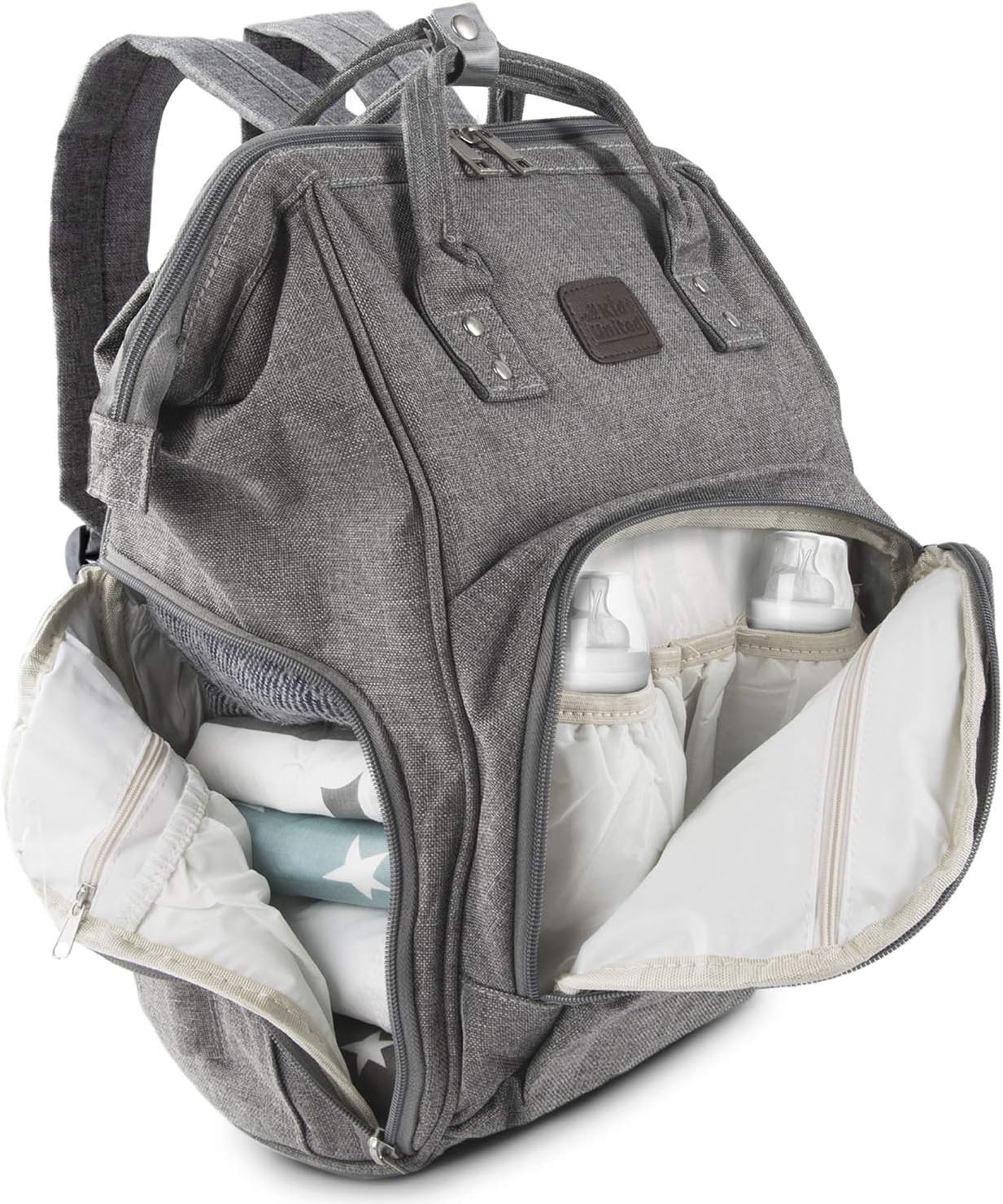 Baby Wickelrucksack mit Wickelauflage und Kinderwagenbefestigung, Deluxe Set (Ohne Bett)