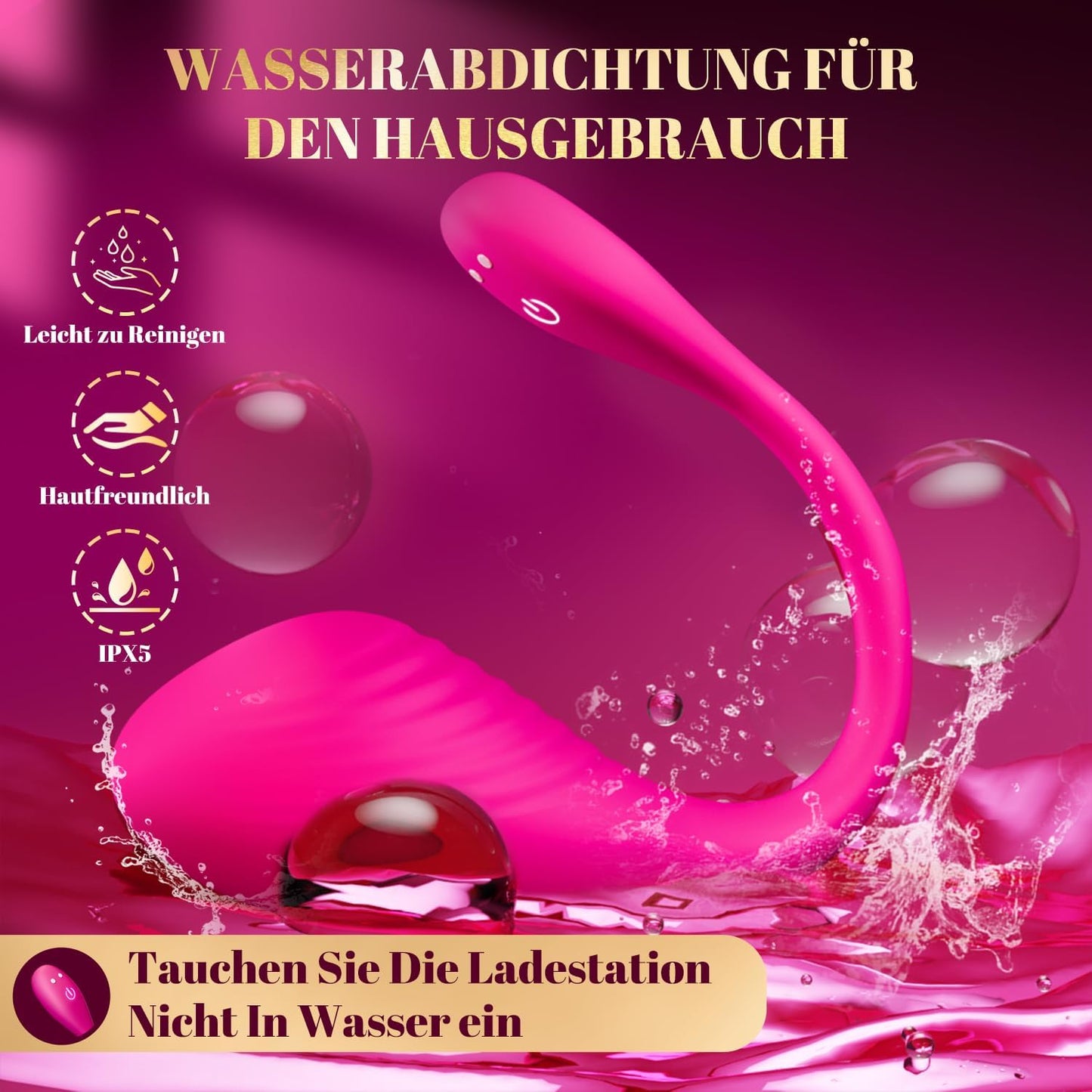 Vibrationsspielzeug mit App, 9 Modi für Paare, A-rosarot