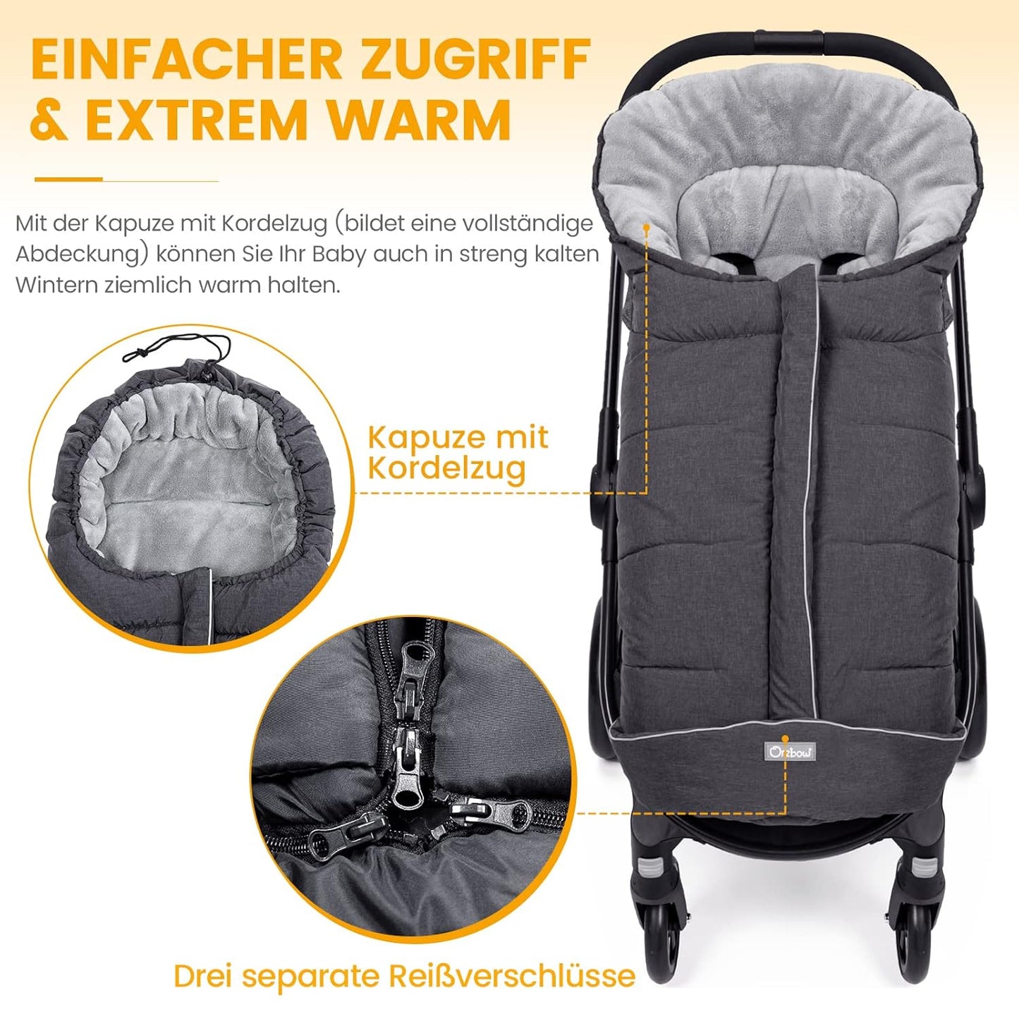 Babyfusssack, Dunkelgrau / Grösse L