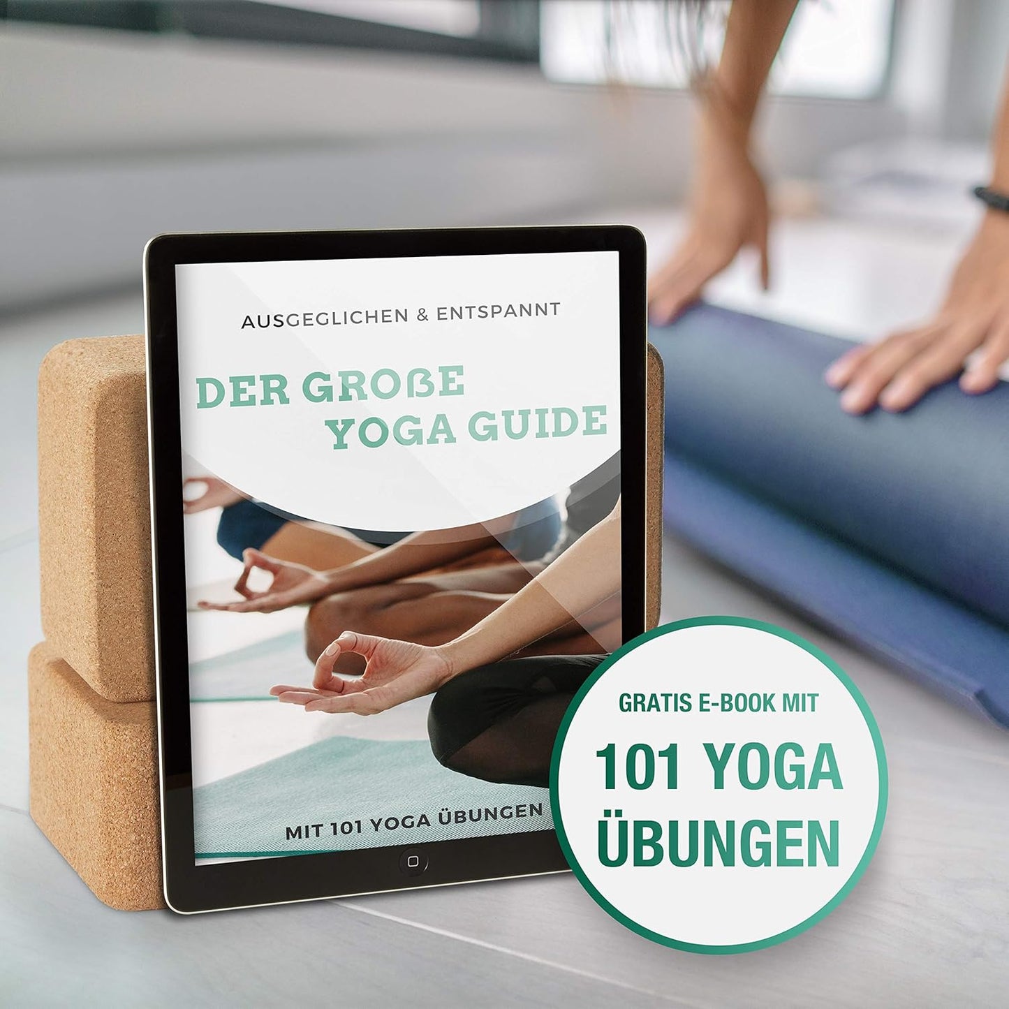 Yogablock mit Gurt, Yoga Block 2er Set + Yoga Gurt in Aubergine