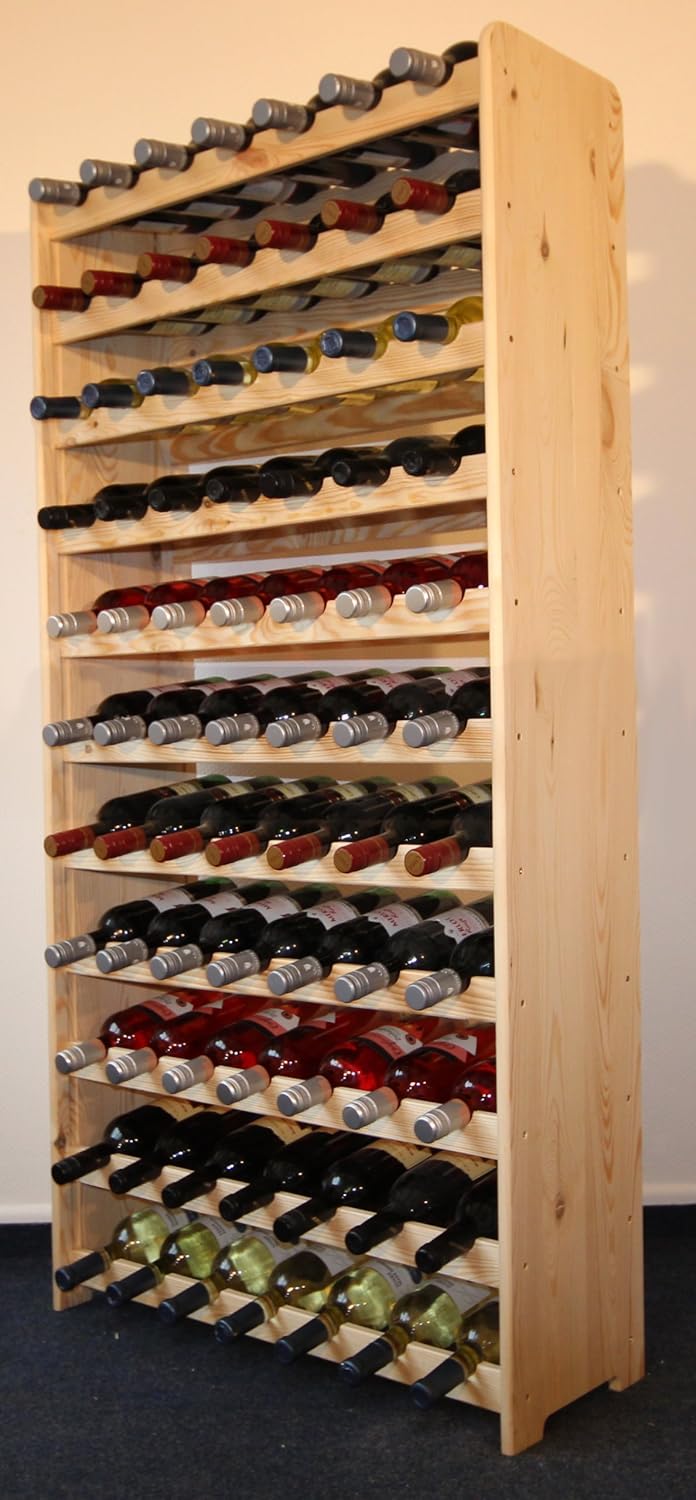 Weinregal Serie RW-3 für 77 Flaschen, RW-3-77, 145 x 72 x 26,5, für 77 Flaschen; Natur
