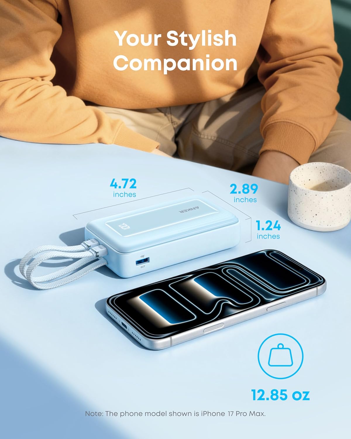 Zolo Schnelllade-Powerbank A110M, USB-C/A Ports, Blue