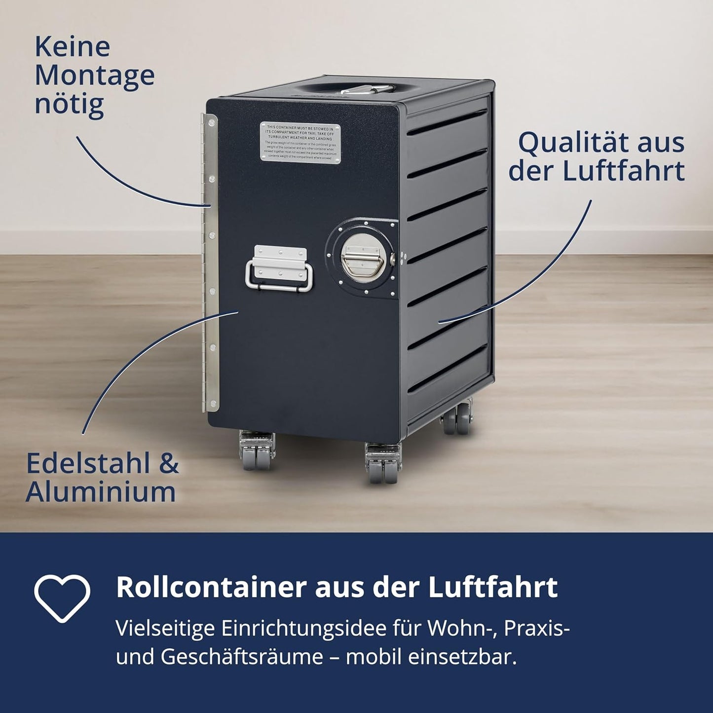Mobiler Rollcontainer mit Schubladen, vormontiert, Anthrazit Basic