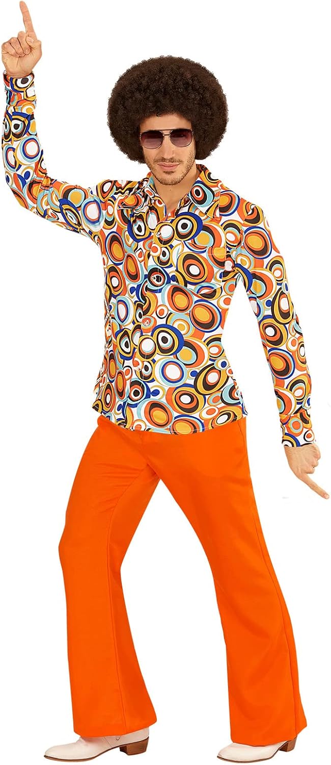 70er Retro Disco Herrenhemd, S-M Bubbles