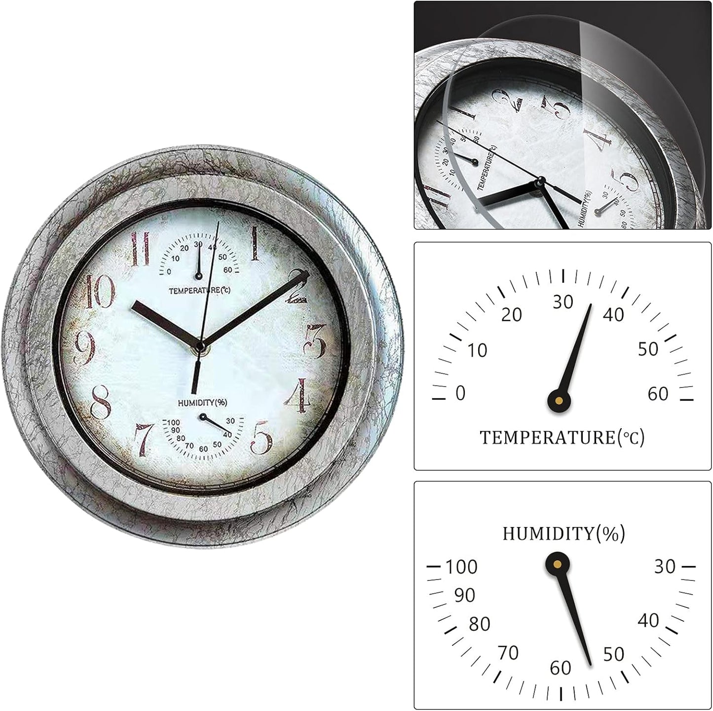 Vintage Wanduhr mit Thermo- und Hygrometer