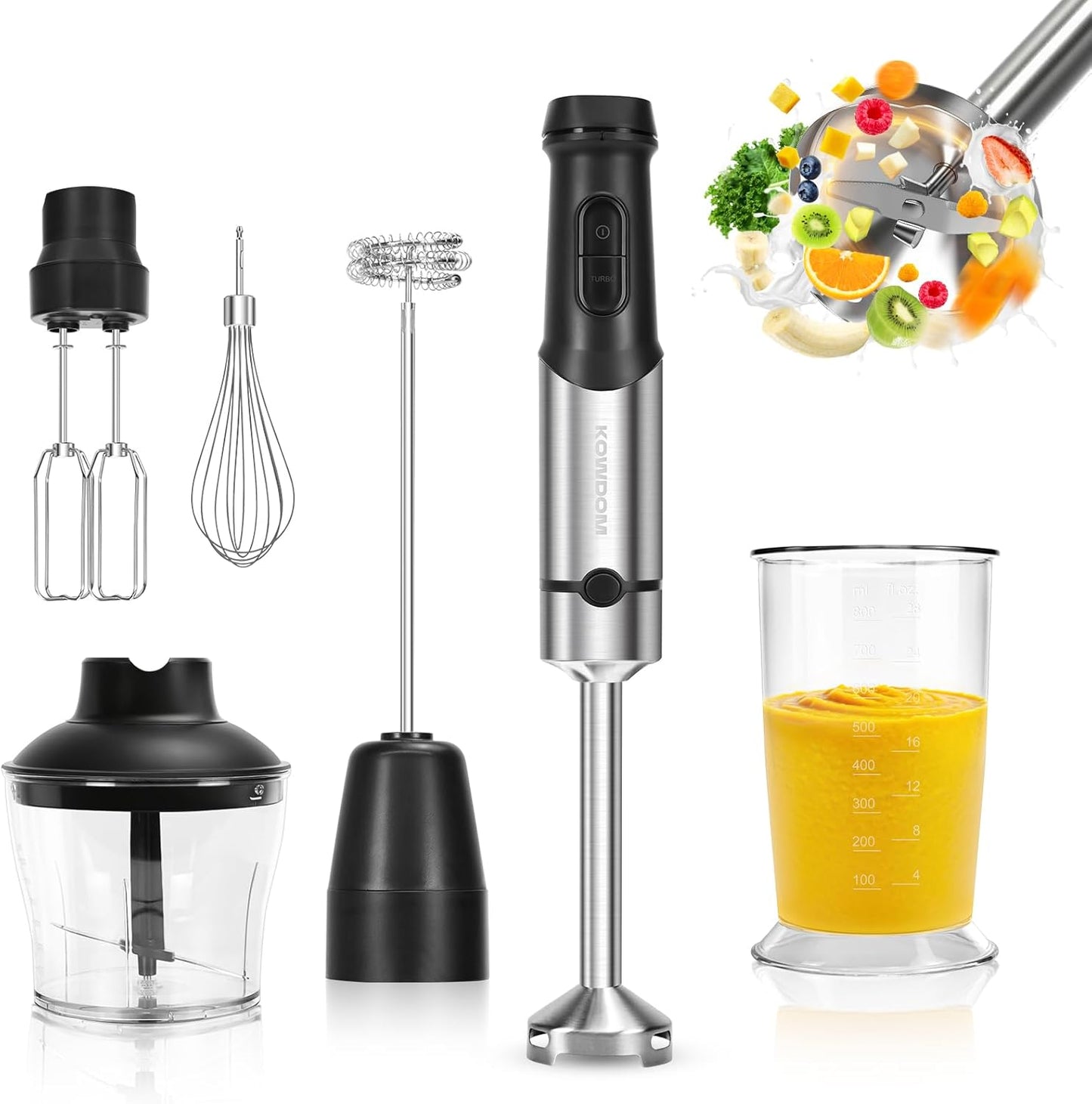 Stabmixer Set 6-in-1 mit Turbofunktion (1200 Watt), 6-in-1 Stabmixer