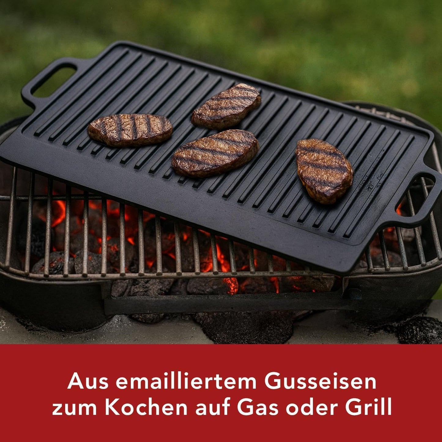 Gusseisen-Grillplatte, 23 x 5 x 2 cm