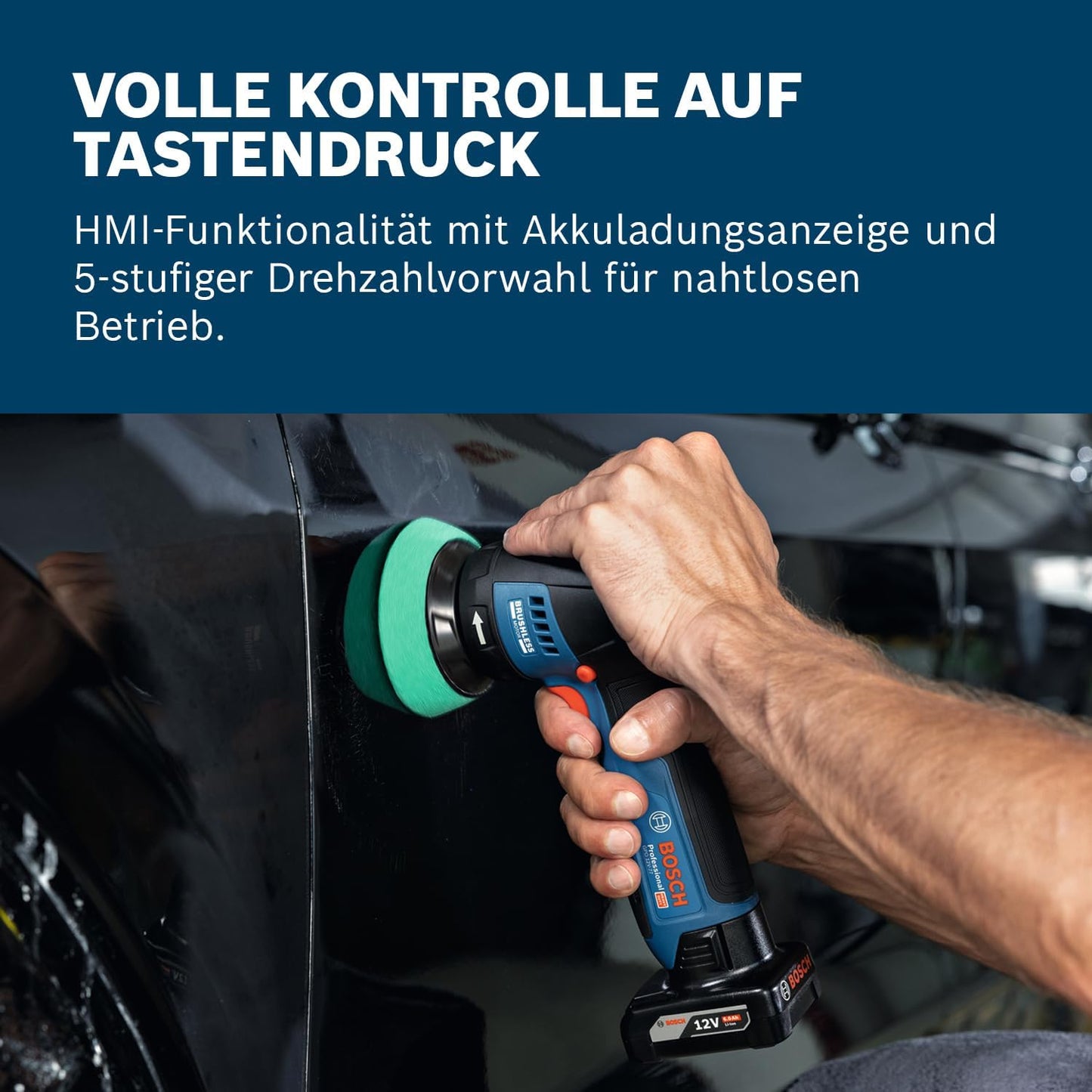 Akku-Polierer GPO 12V-77 mit Polierschwämmen