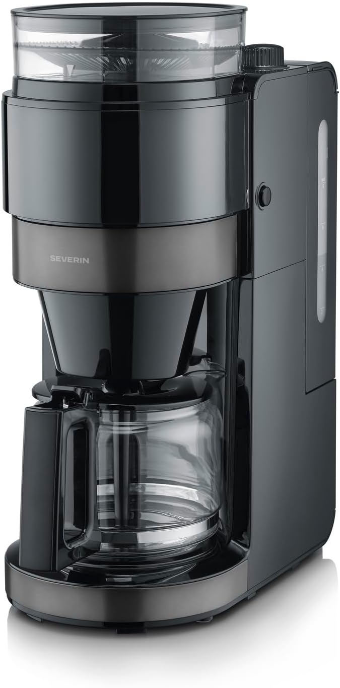 KA 4830 mit Mahlwerk und Glaskanne, 10 Tassen (Glaskanne) Dark Inox, Schwarz