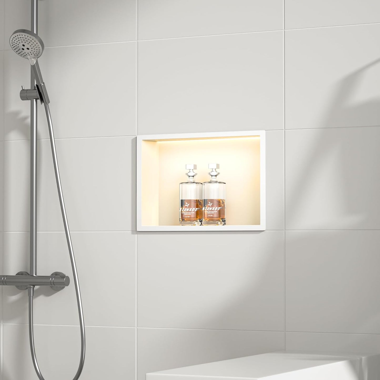 Duschnische mit LED-Beleuchtung, Weiss 45 x 30 x 10 cm