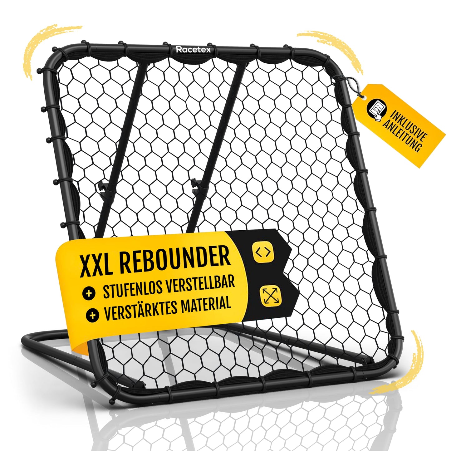 Rebounder für Fussballtraining 125cm x 125 cm, Schwarz