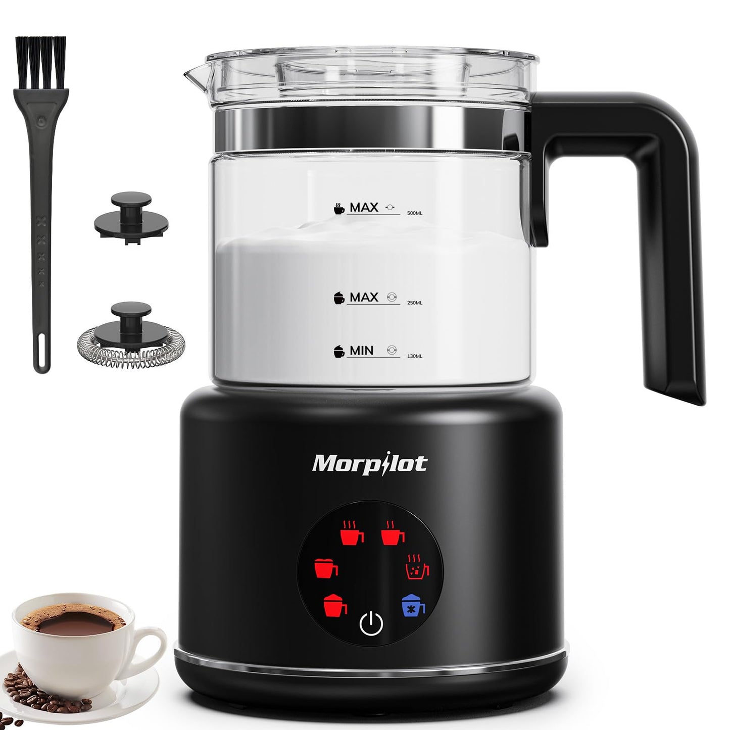 6-in-1 Milchaufschäumer HS010-G, 500ml Schwarz