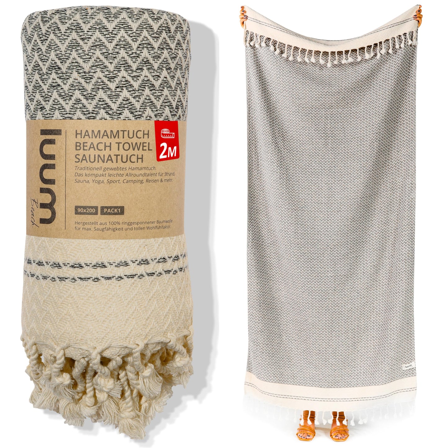 Grosses Hamamtuch, Single [90x200] Beige
