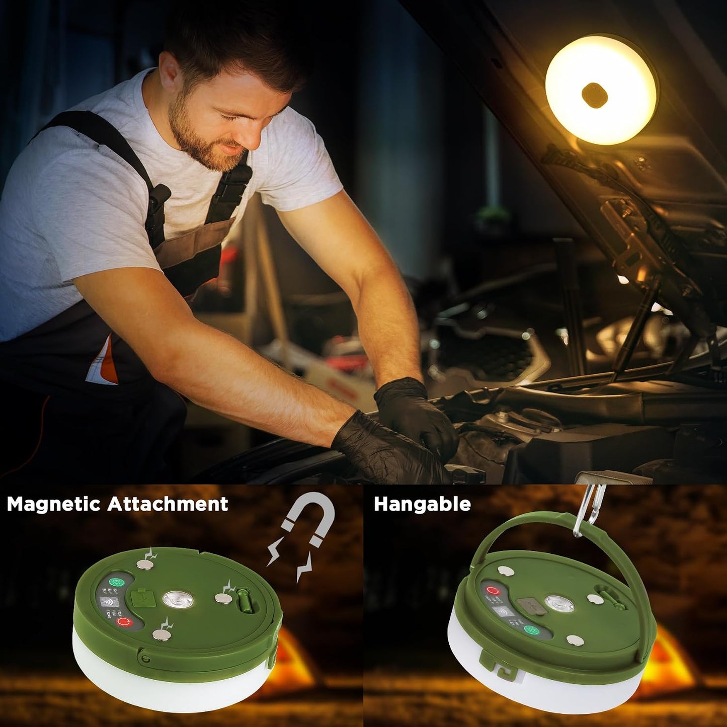 Camping Lichterkette Aufrollbar mit 9 Modi, USB-Ladung, Usb Laden Warmweiss