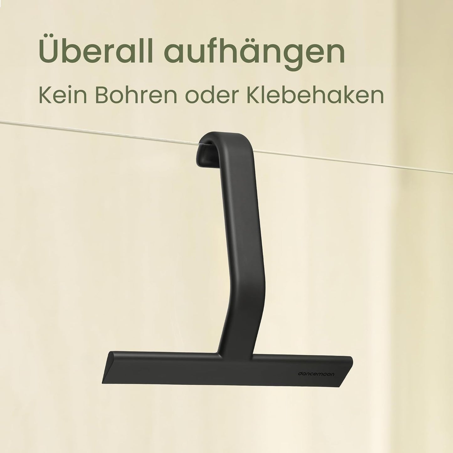 JustHang Duschabzieher, Schwarz