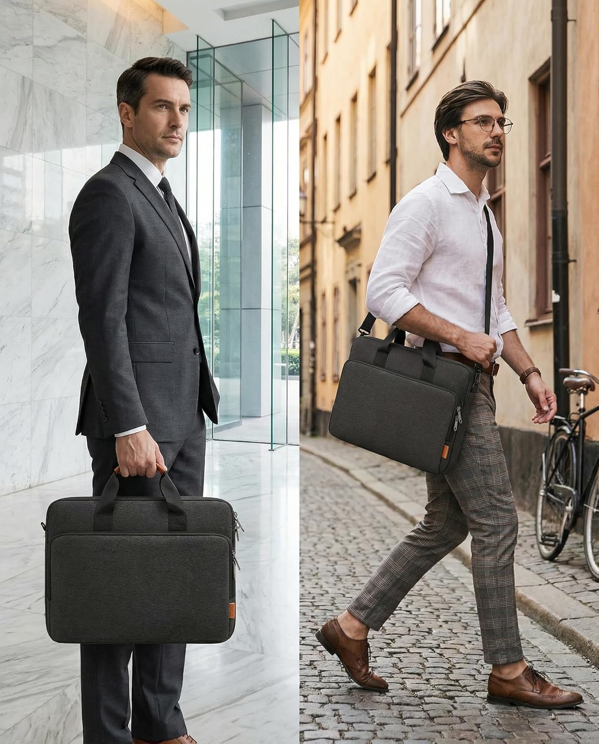 Erweiterbare Laptoptasche für 16 Zoll, Schwarz 15.6-16