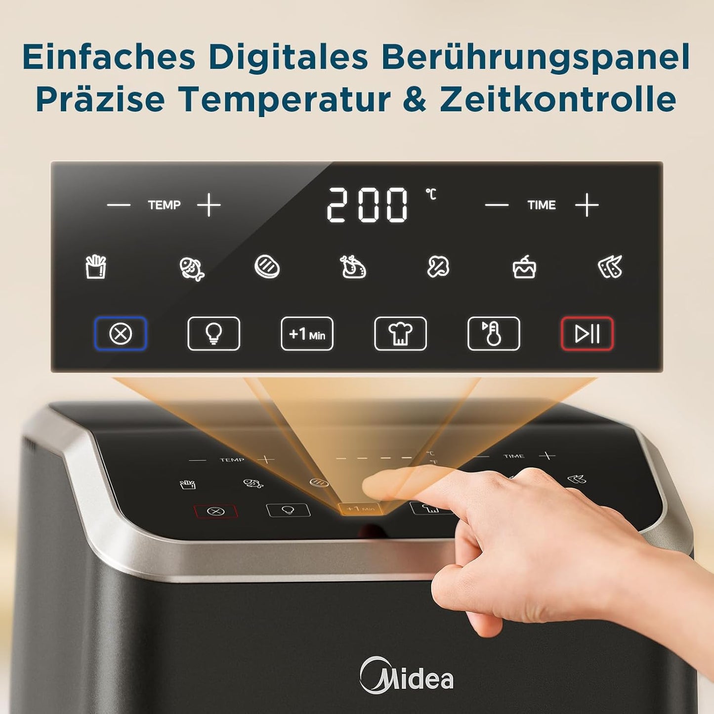 Heissluftfritteuse, 5L|Schwarz/Grau Plus