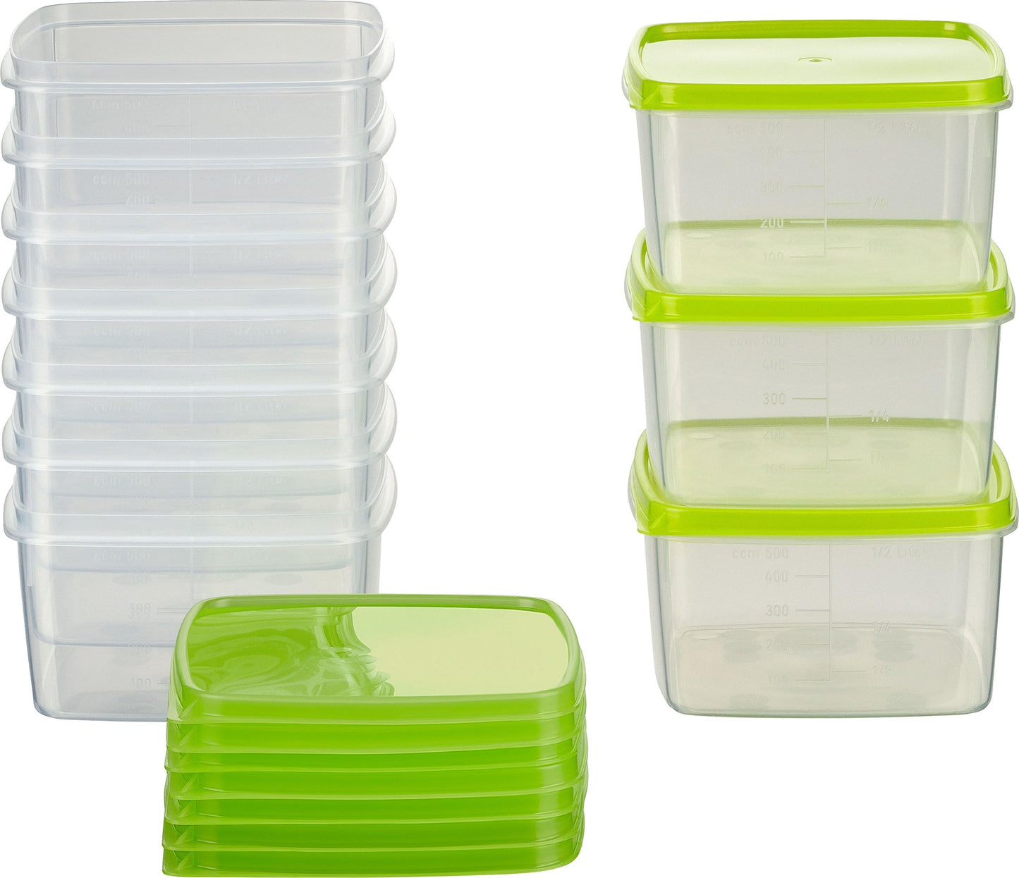 10-teiliges Vorratsdosen-Set, 0,5l Quadratisch (10 Stk)