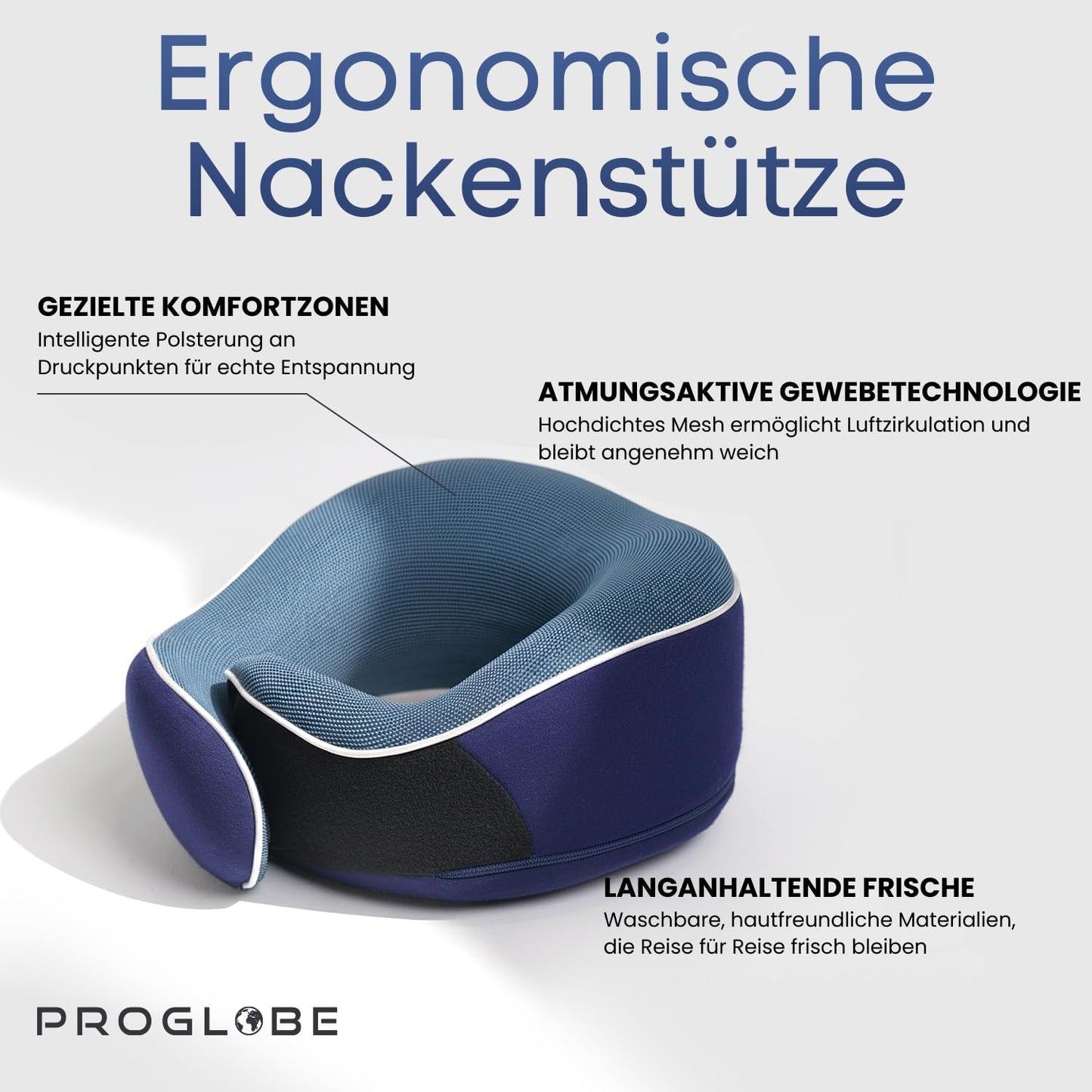 Reisekissen aus Memory Foam mit Schlafmaske, Blau