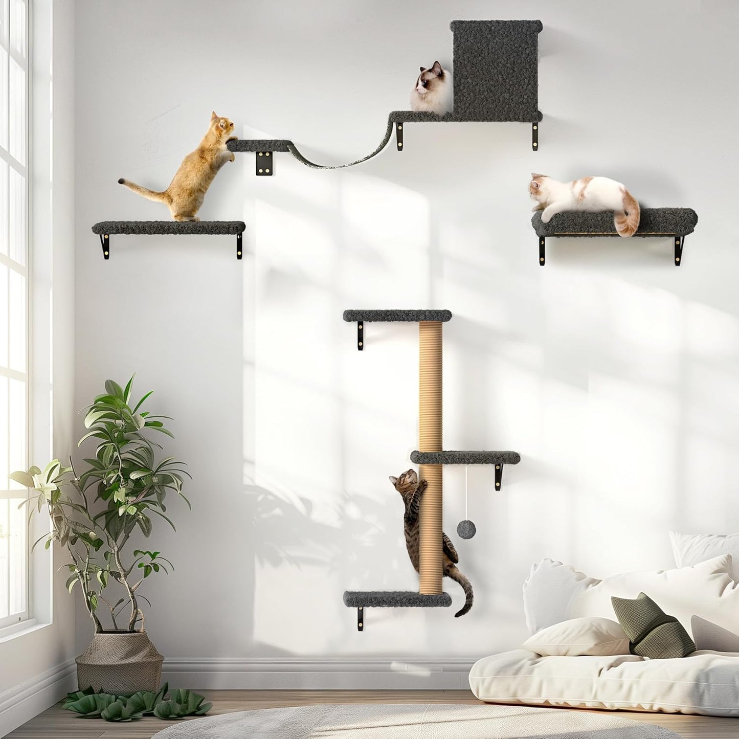 Kletterwand Katzen Set, Grau