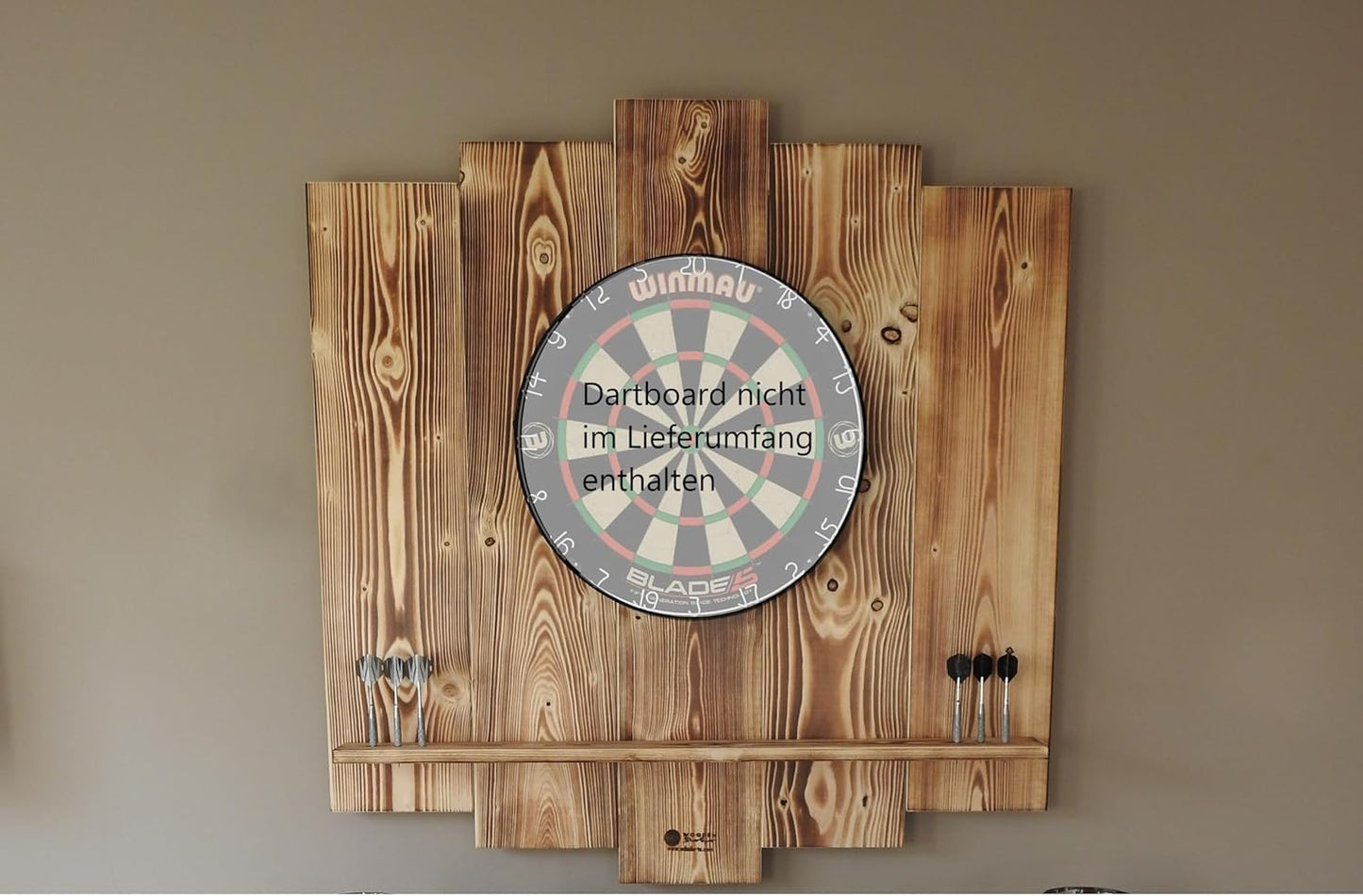 Dartboard Surround Wandschutz, OHNE Tablet-Halter Burned Look (Geflammt)