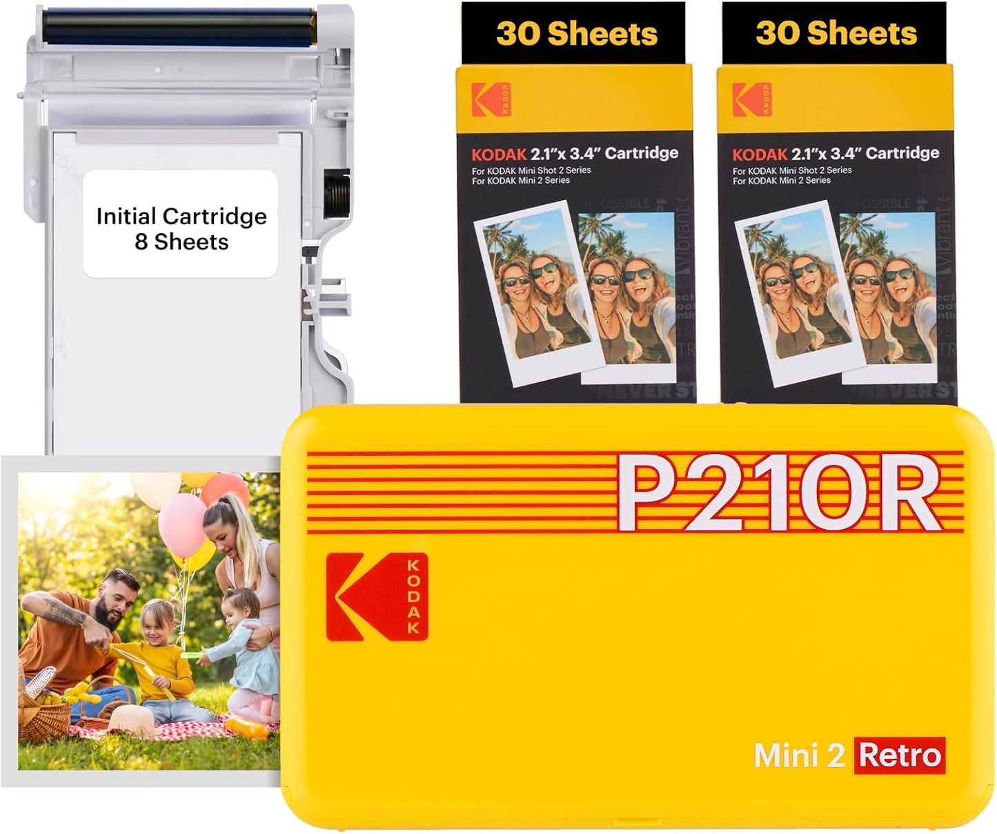 Mini 2 Retro Fotodrucker P210R, Drucker + 68 Blatt / Gelb