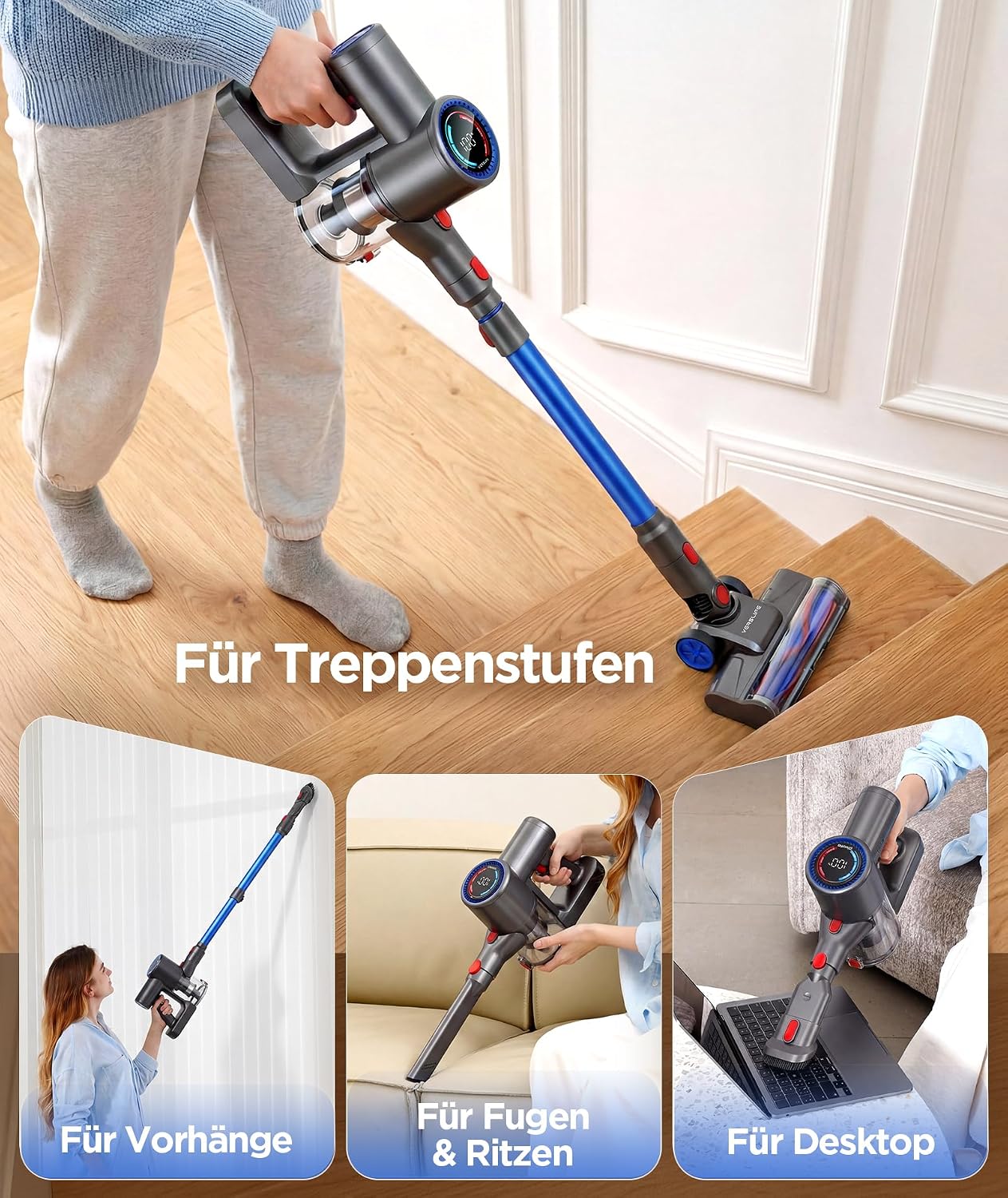 Z8 Akkustaubsauger mit LED-Display, Blau