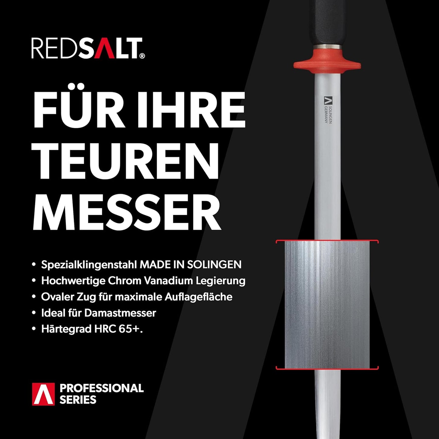 Premium Wetzstahl mit ovaler Microfein Saphirzug, Microfein Saphirzug 30cm
