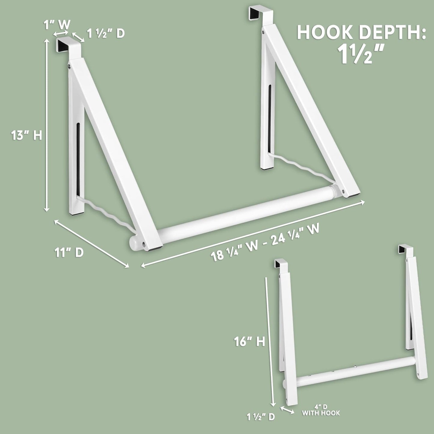 Erweiterbarer Kleiderständer für Türen und Schränke, Double Hanger with Rod Weiß