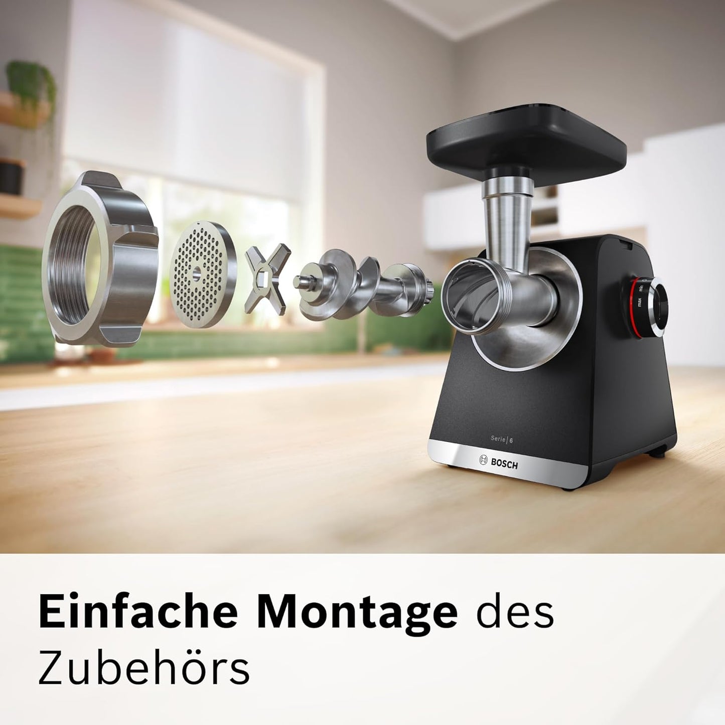 MultiPower Serie 6 Fleischwolf mit Zubehör-Set, Schwarz