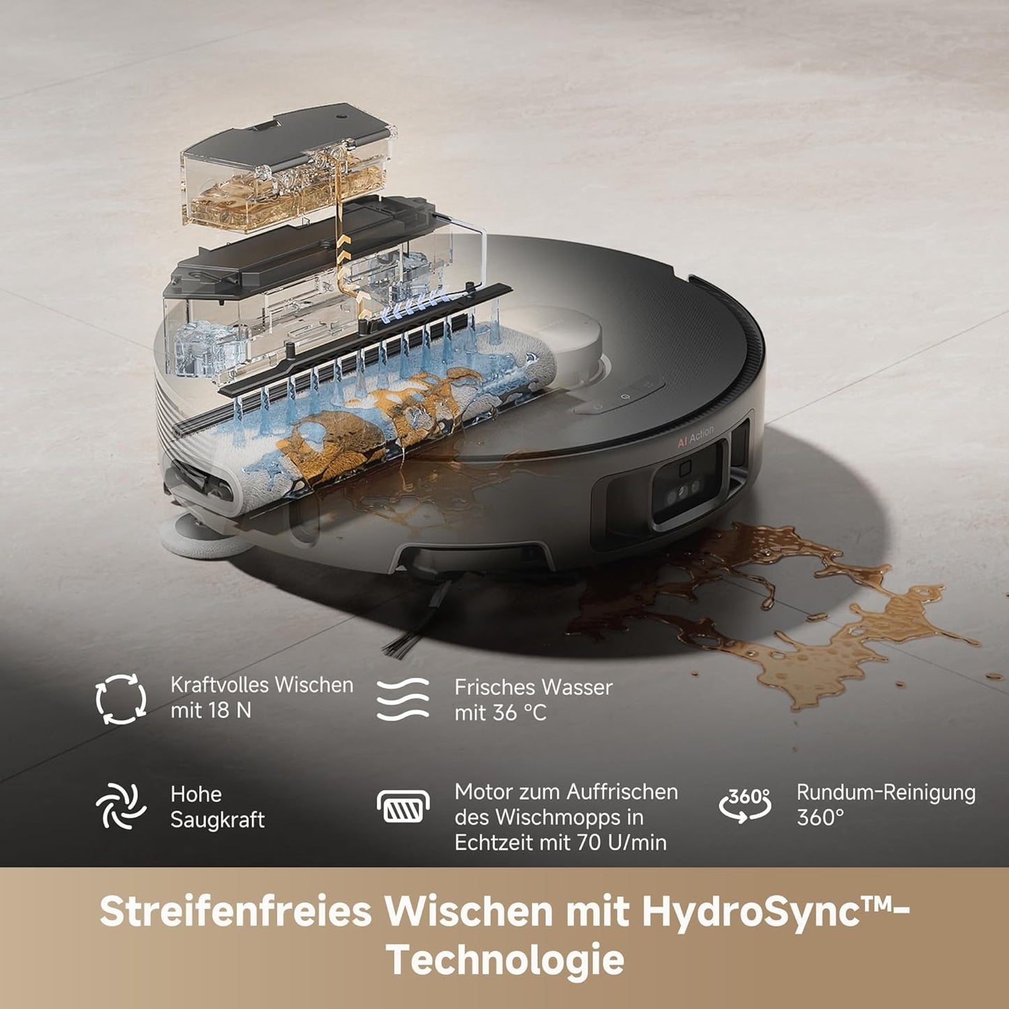 Z50 Ultra Saugroboter mit Wischfunktion & Hindernisvermeidung, Z50 Ultra Black