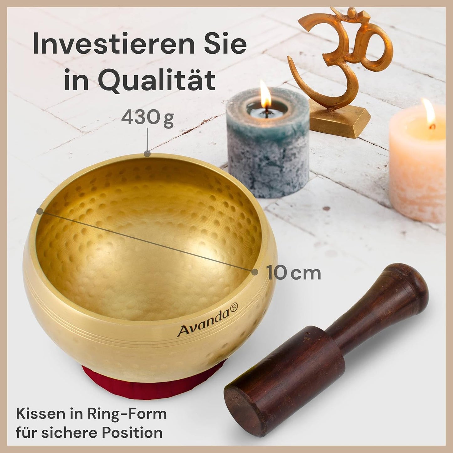 Tibetisches Klangschalen-Set für Meditation, 10 cm Rot