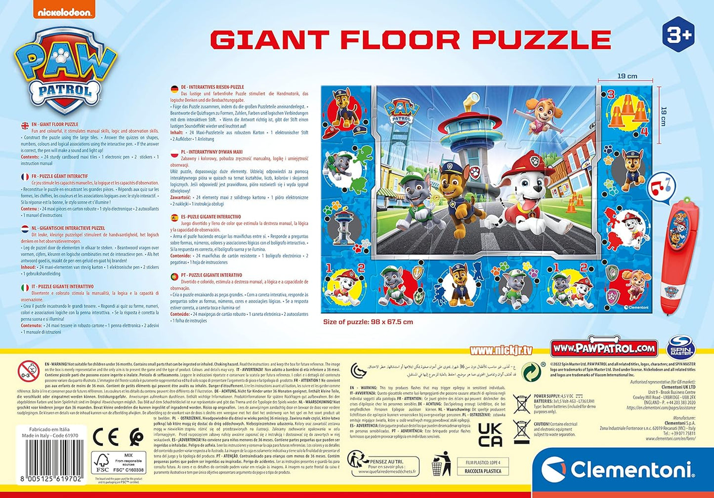 Quiz-Bodenpuzzle mit Elektronischem Stift (70x100 cm), Paw Patrol