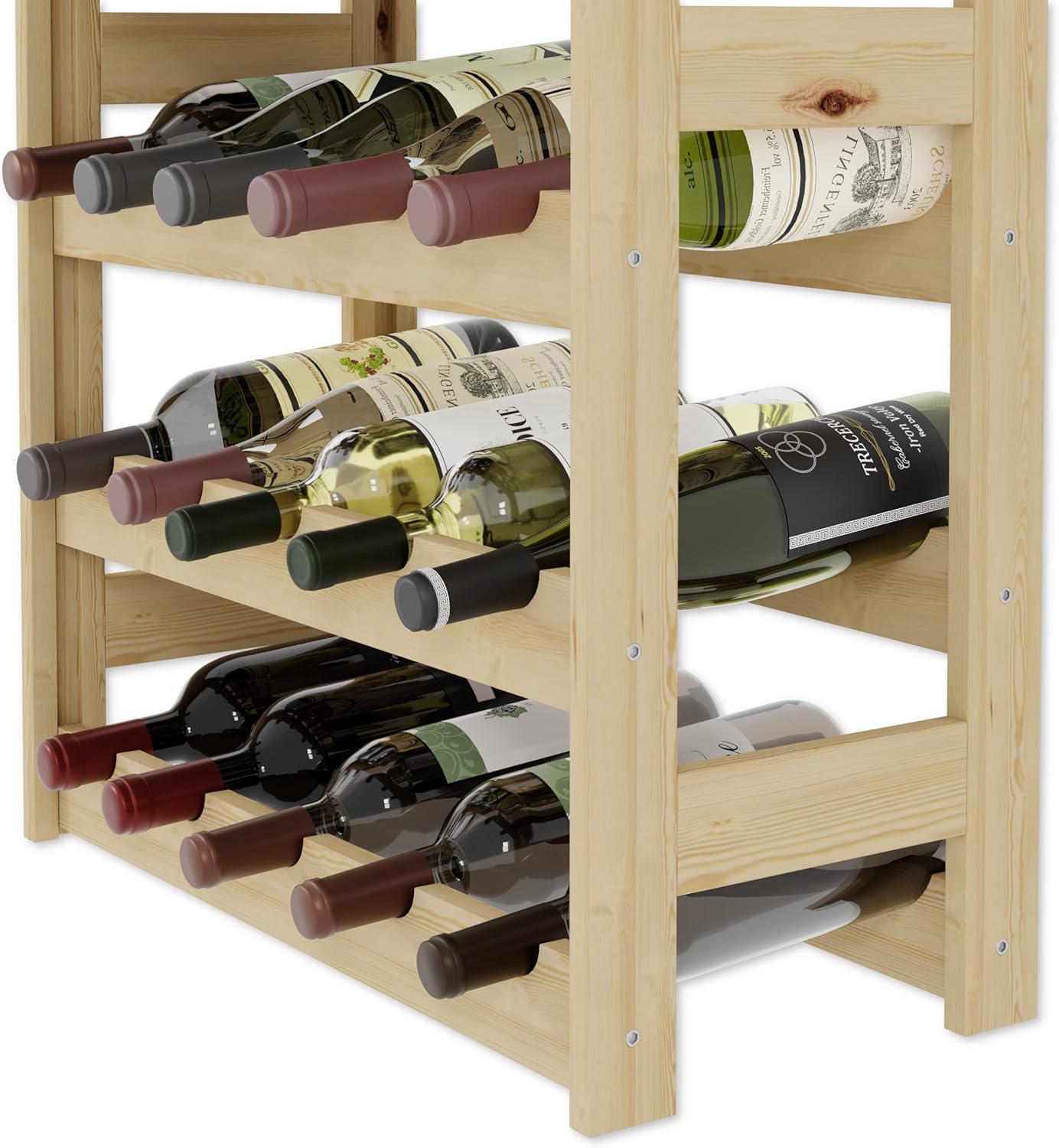 Weinregal für 30 Flaschen, Natur RW-1-30, 86 x 53 x 25, 6 liegen, für 30 Flaschen