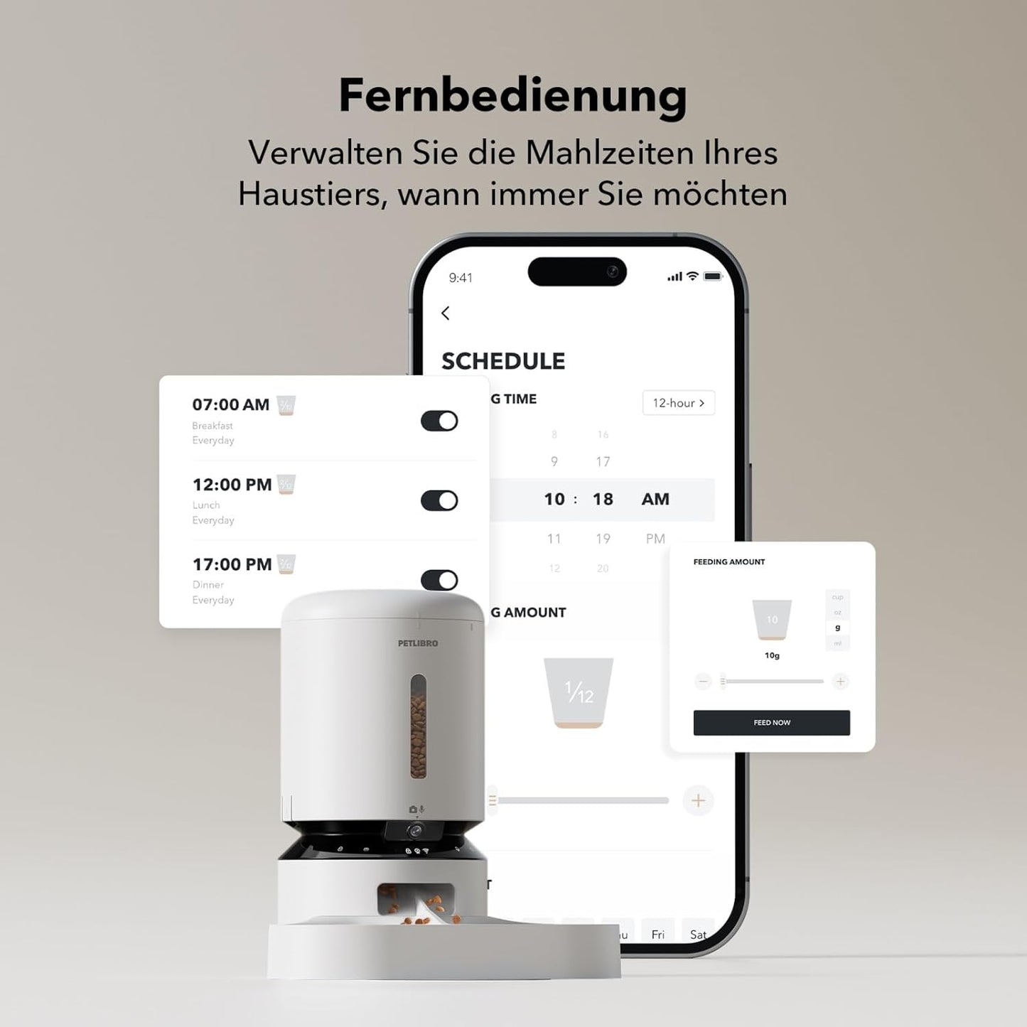 Futterautomat mit Kamera & App-Steuerung