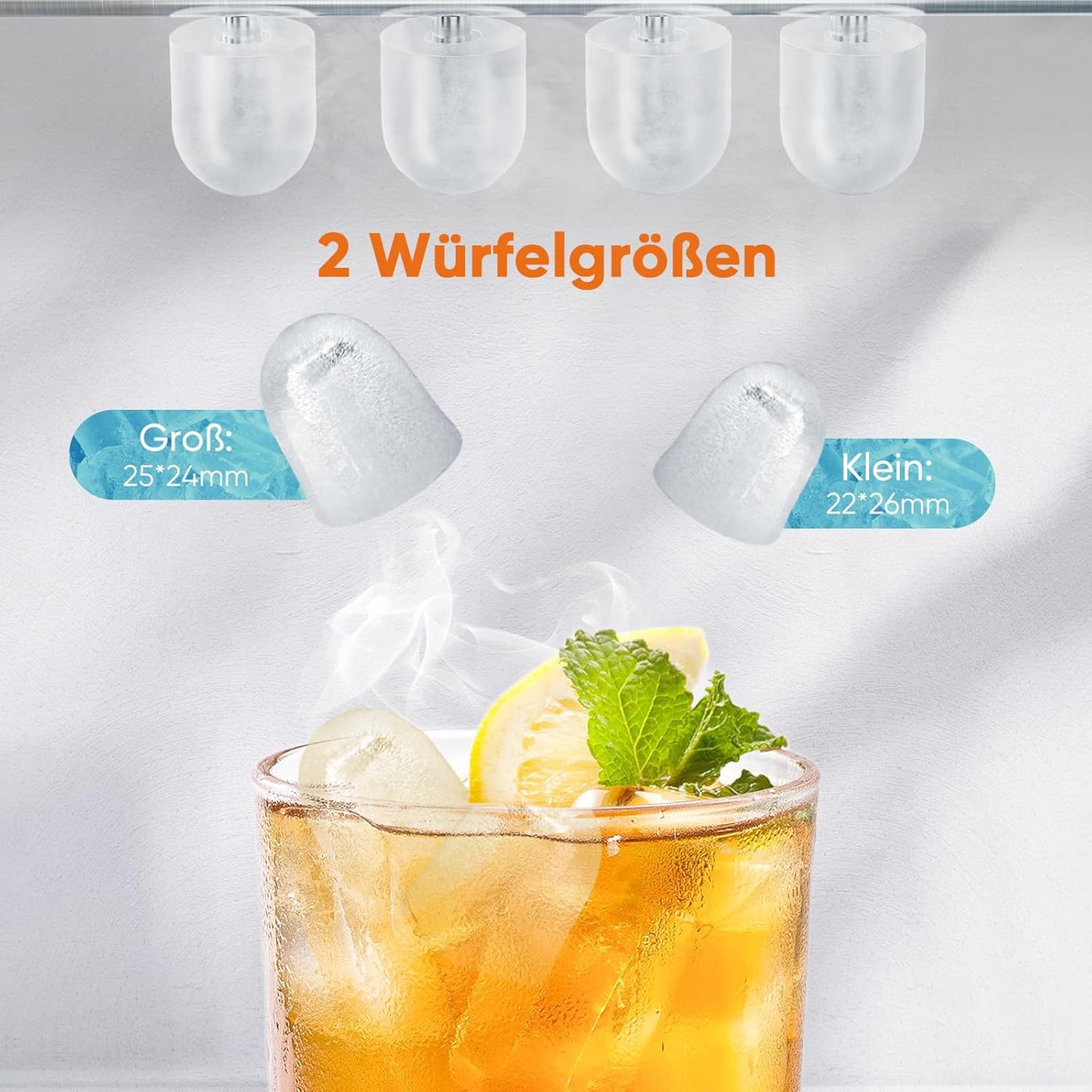 Eiswürfelmaschine mit Tragegriff, selbstreinigend, Schwarz